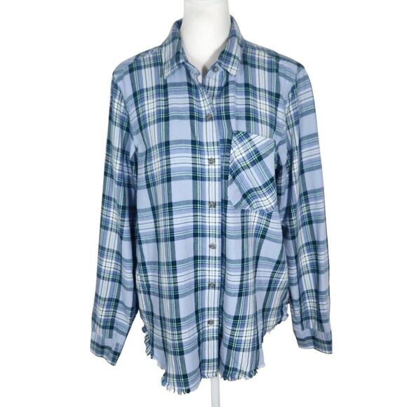 Eddie Bauer Green and Blue Plaid Flannel Button Down Shirt NWT Size Medium - Picture 1 of 10